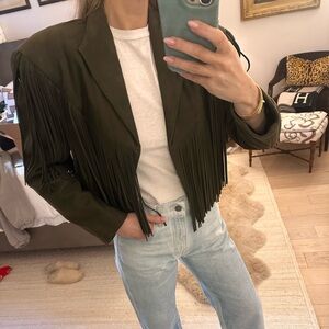 Continental Leather Vintage Suede Jacket with Fringe